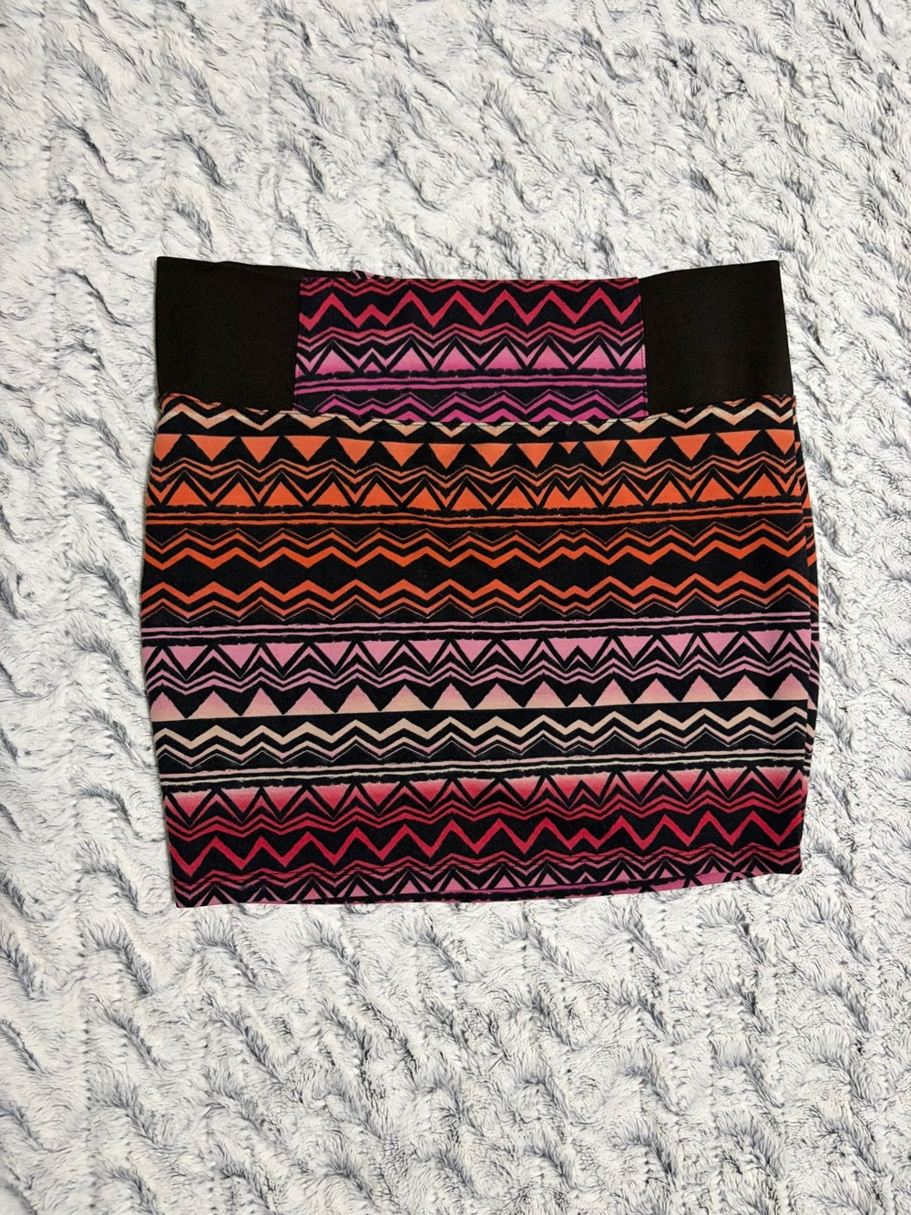 Charlotte Russe Black, Pink & Orange Geometric Mini Skirt